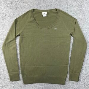 Lacoste Women's Olive Green Cotton Scoop Neck Sweater Size L(US) /10(EU) VTG NWT